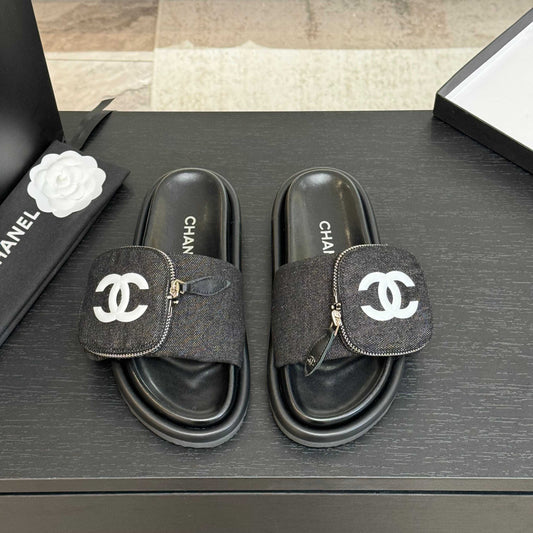 SLIDE IN BLACK DENIM FABRIC 45 MM - 35