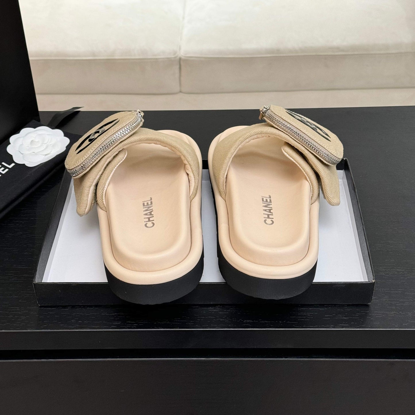 SLIDE IN LIGHT YELLOW DENIM FABRIC 45 MM - 35