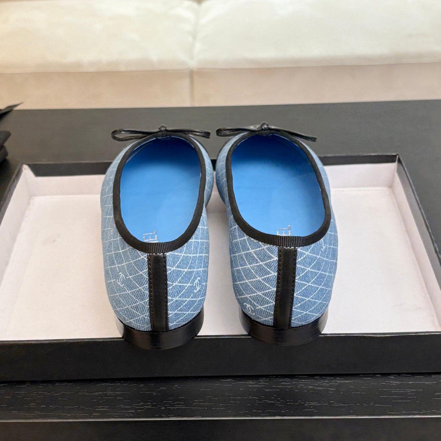 BALLET FLATS IN LIGHT BLUE MIX BLACK MONOGRAM DENIM - 35
