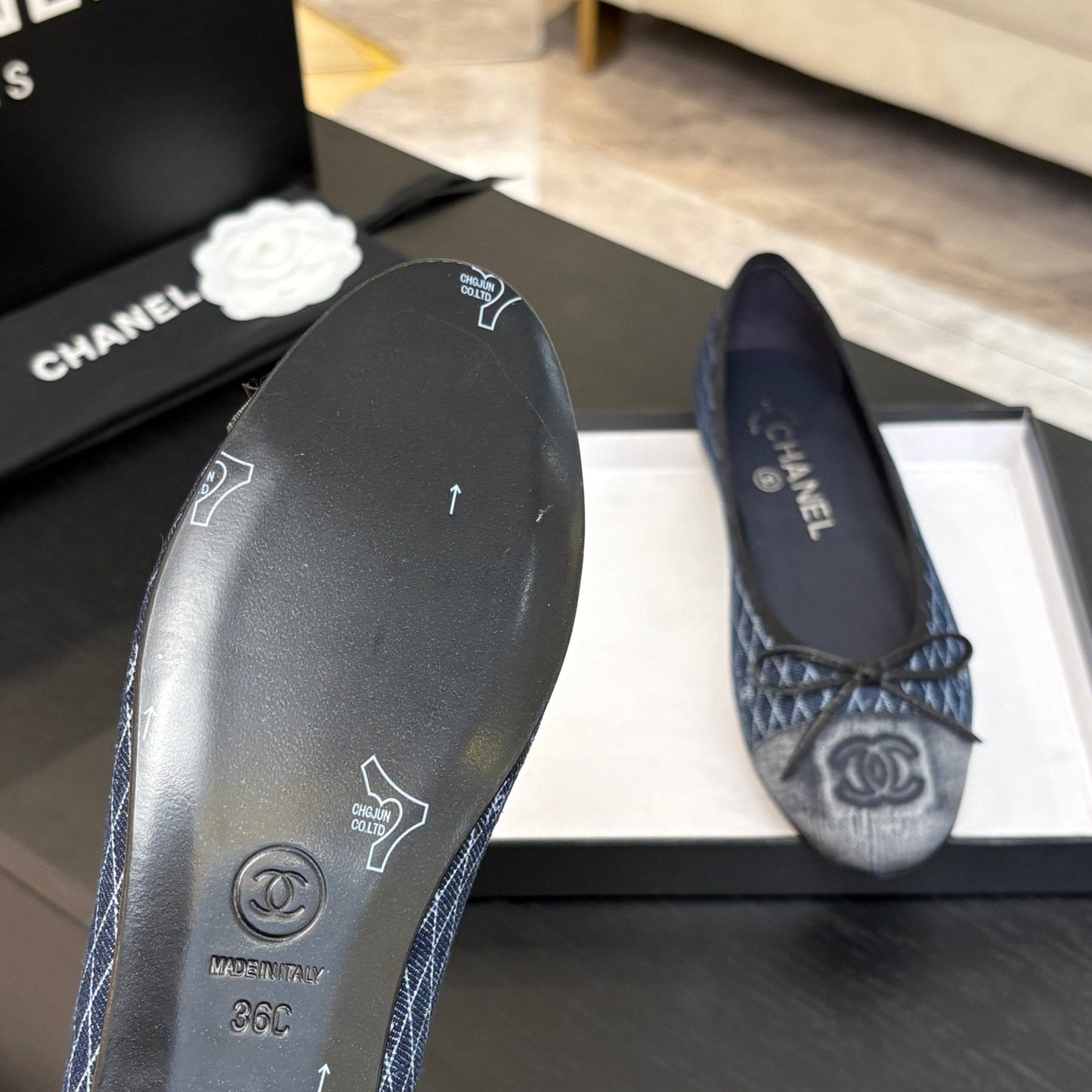 BALLET FLATS IN AEGEAN BLUE MONOGRAM DENIM - 35