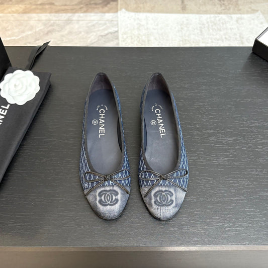 BALLET FLATS IN AEGEAN BLUE MONOGRAM DENIM - 35