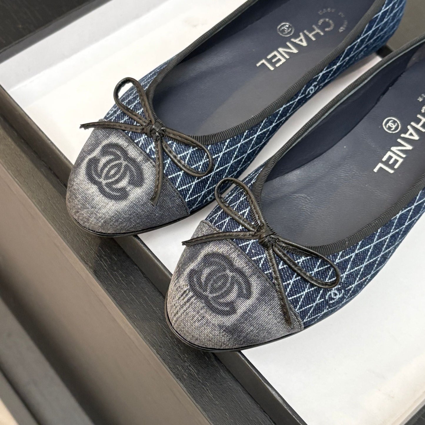 BALLET FLATS IN AEGEAN BLUE MONOGRAM DENIM - 35