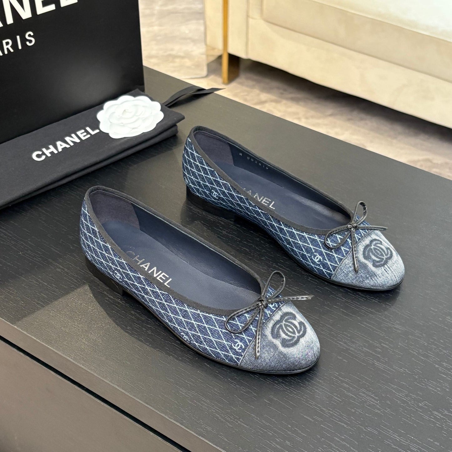 BALLET FLATS IN AEGEAN BLUE MONOGRAM DENIM - 35