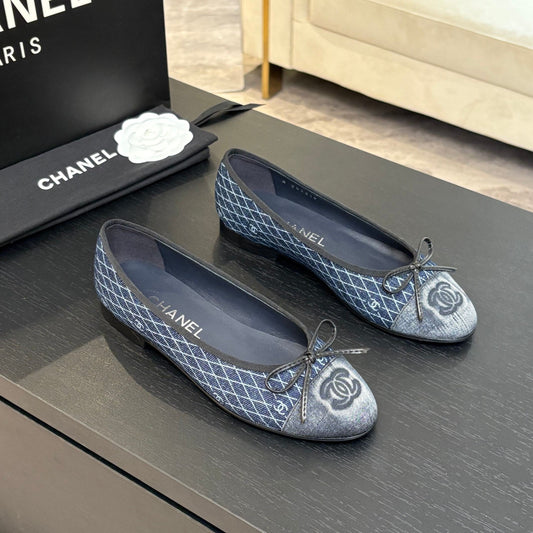 BALLET FLATS IN AEGEAN BLUE MONOGRAM DENIM - 35