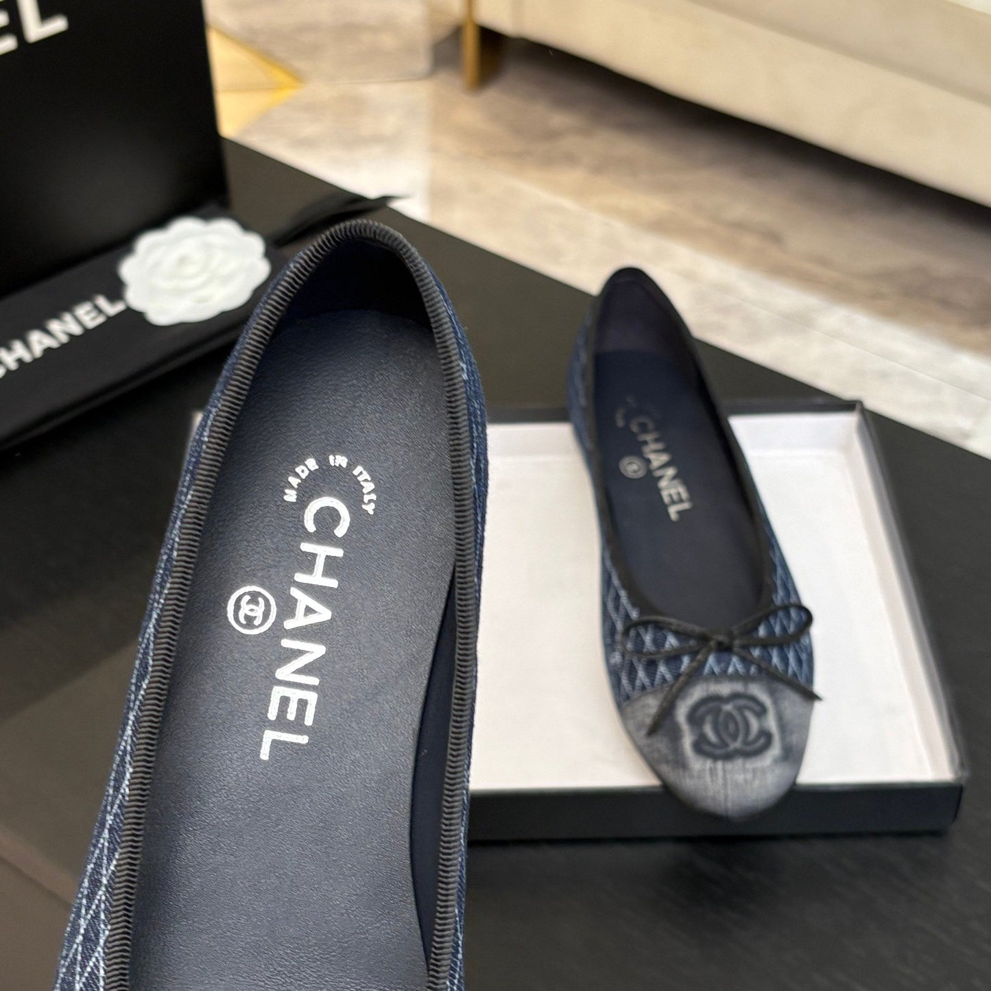 BALLET FLATS IN AEGEAN BLUE MONOGRAM DENIM - 35