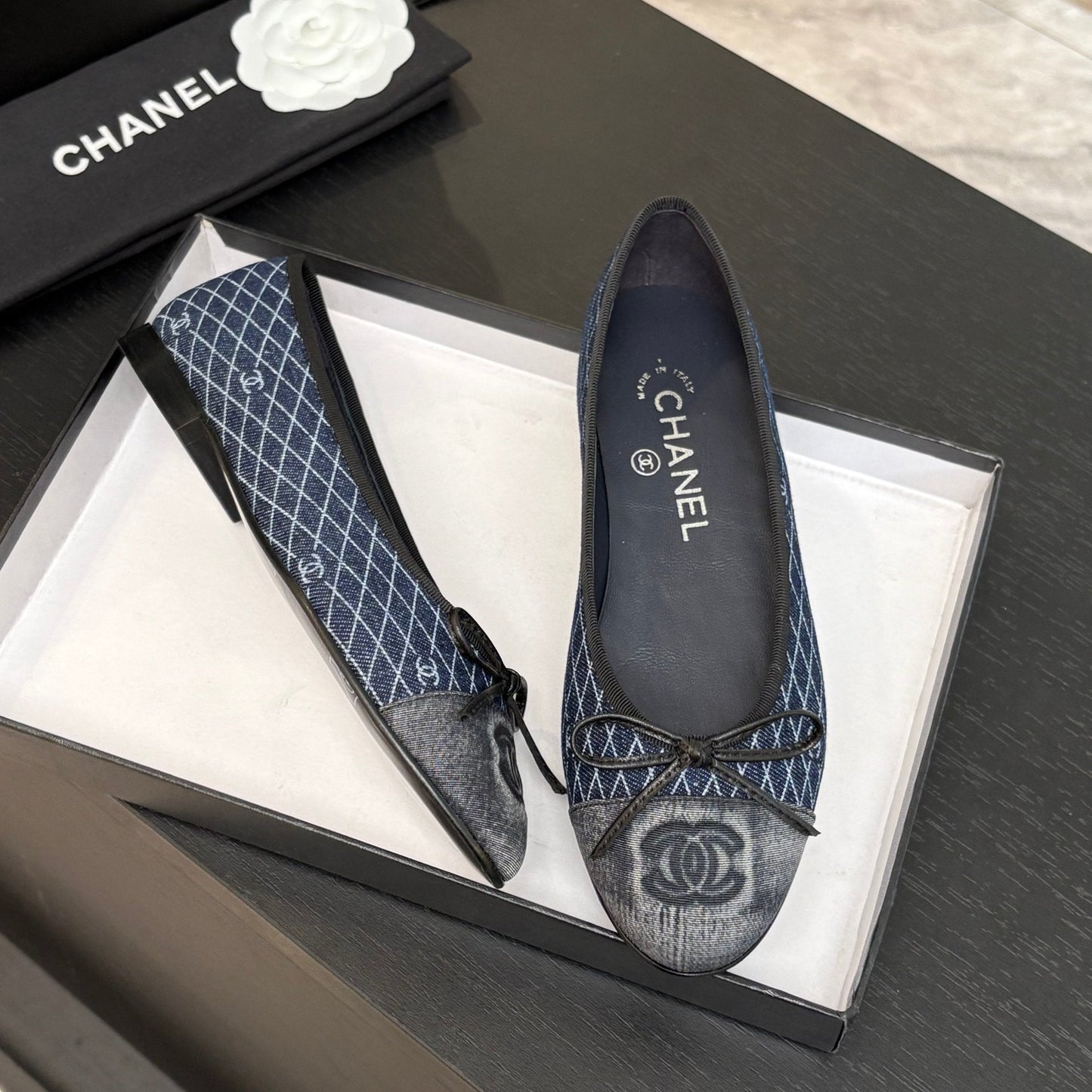 BALLET FLATS IN AEGEAN BLUE MONOGRAM DENIM - 35