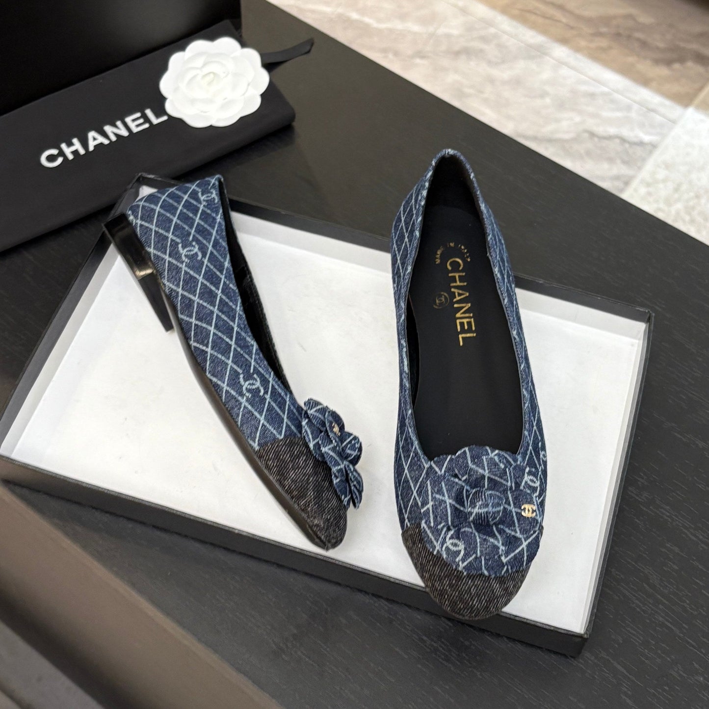 CAMELLIA BALLERINAS BLUE DENIM - 35 / 1.5 cm