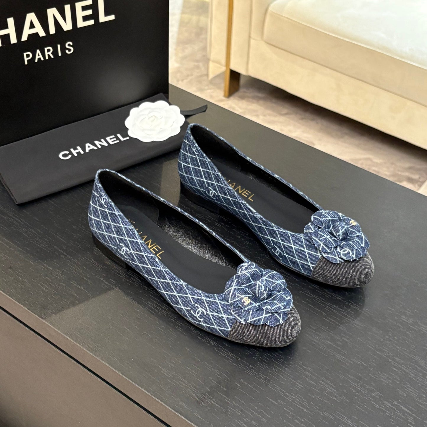 CAMELLIA BALLERINAS BLUE DENIM - 35 / 1.5 cm