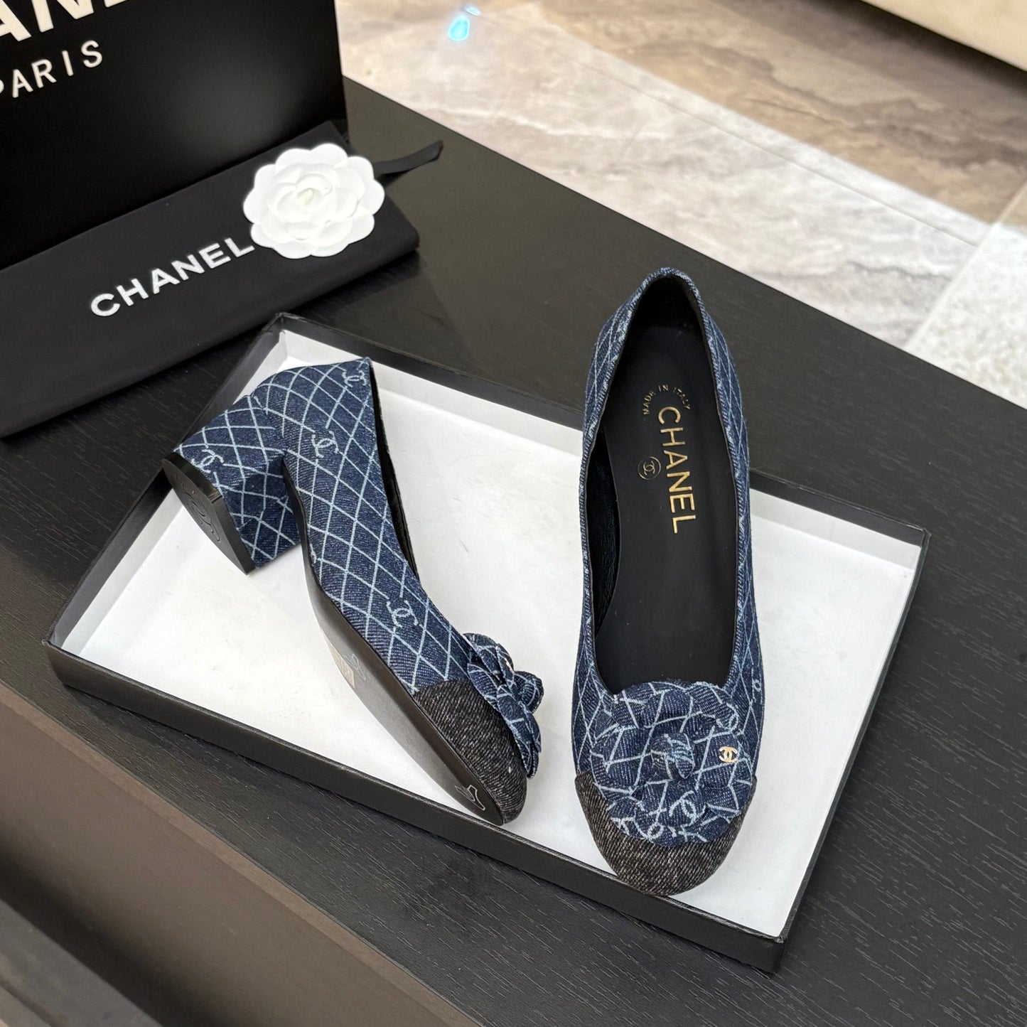 CAMELLIA BALLERINAS BLUE DENIM - 35 / 1.5 cm