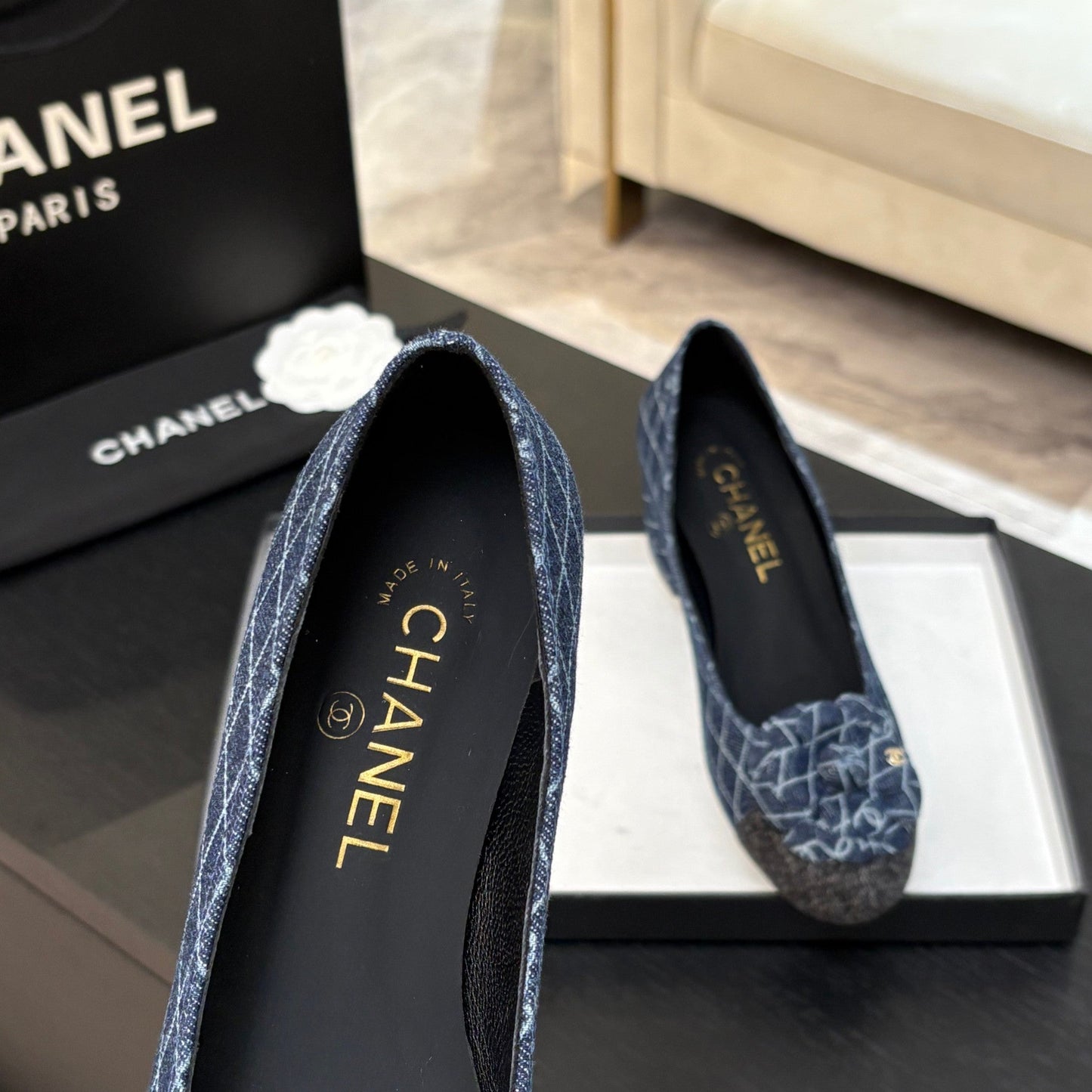 CAMELLIA BALLERINAS BLUE DENIM - 35 / 1.5 cm