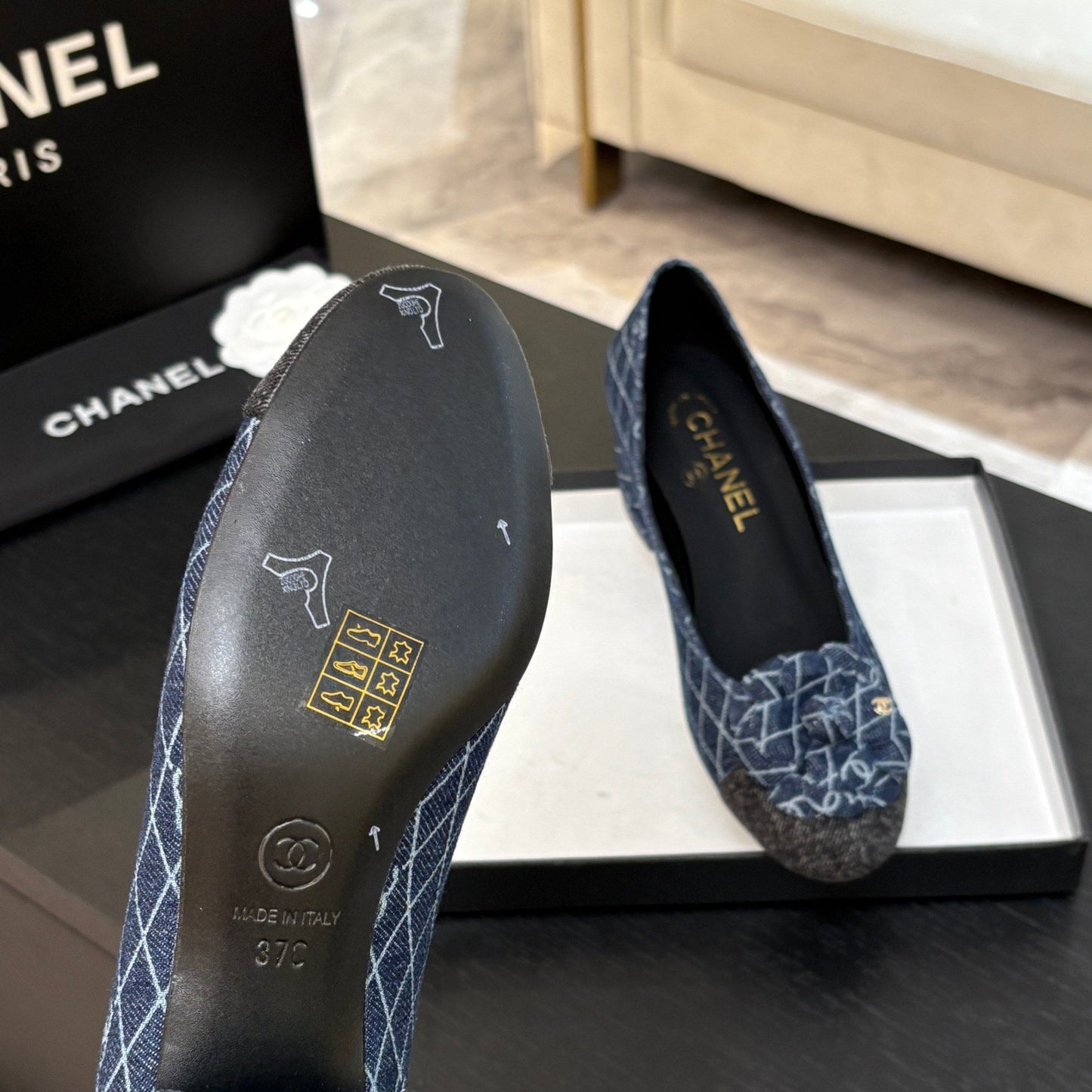 CAMELLIA BALLERINAS BLUE DENIM - 35 / 1.5 cm