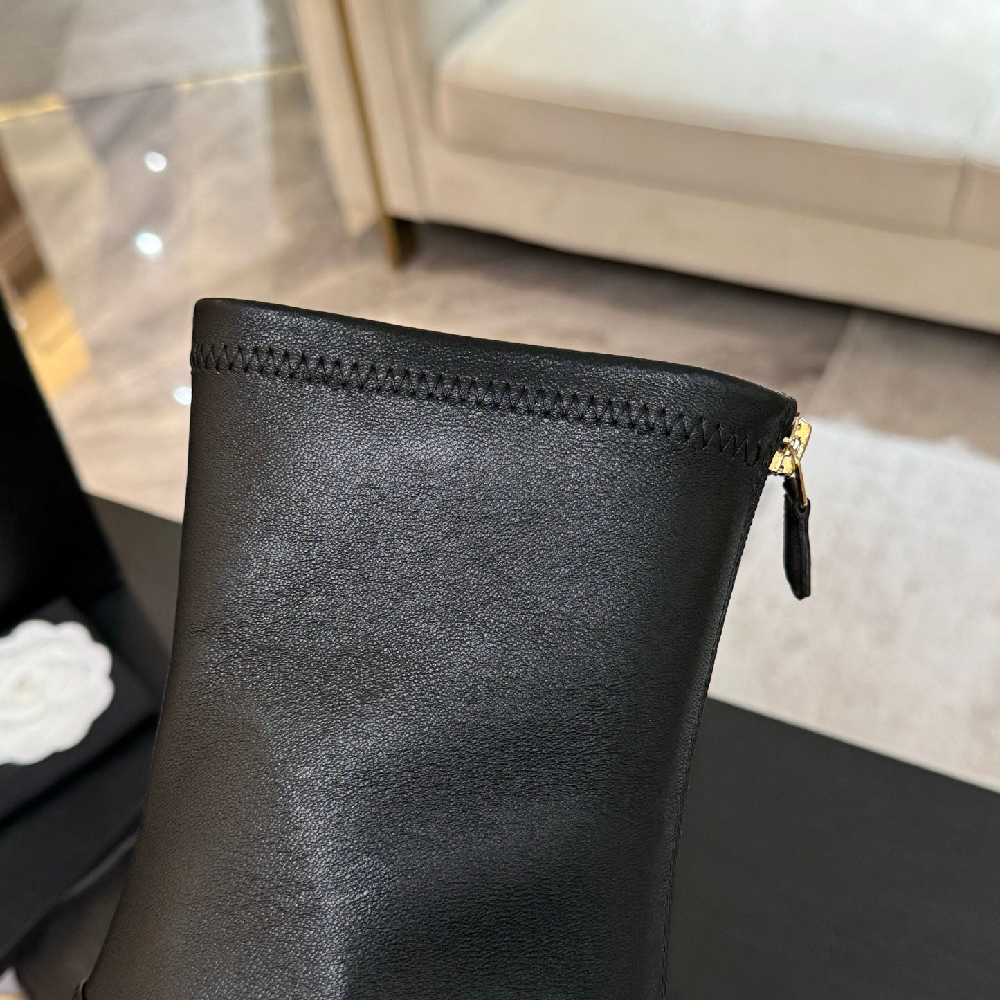 CC PEARL BOOTS 65MM IN BLACK CALFSKIN - 35