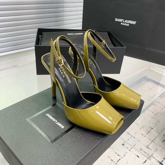 SL FISH MOUTH SANDAL PUMP LEMON POLISHED CALFSKIN - 35