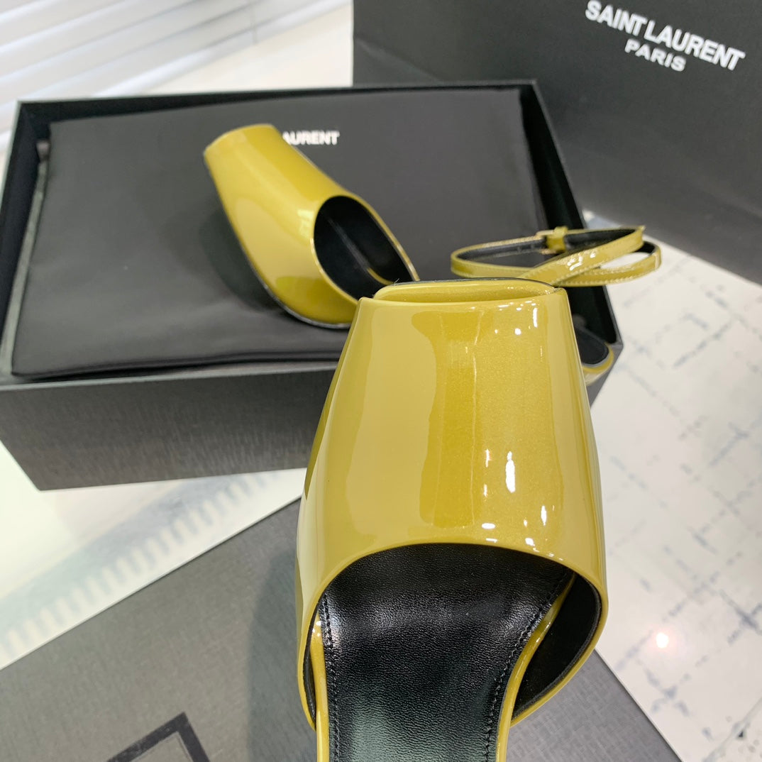 SL FISH MOUTH SANDAL PUMP LEMON POLISHED CALFSKIN - 35