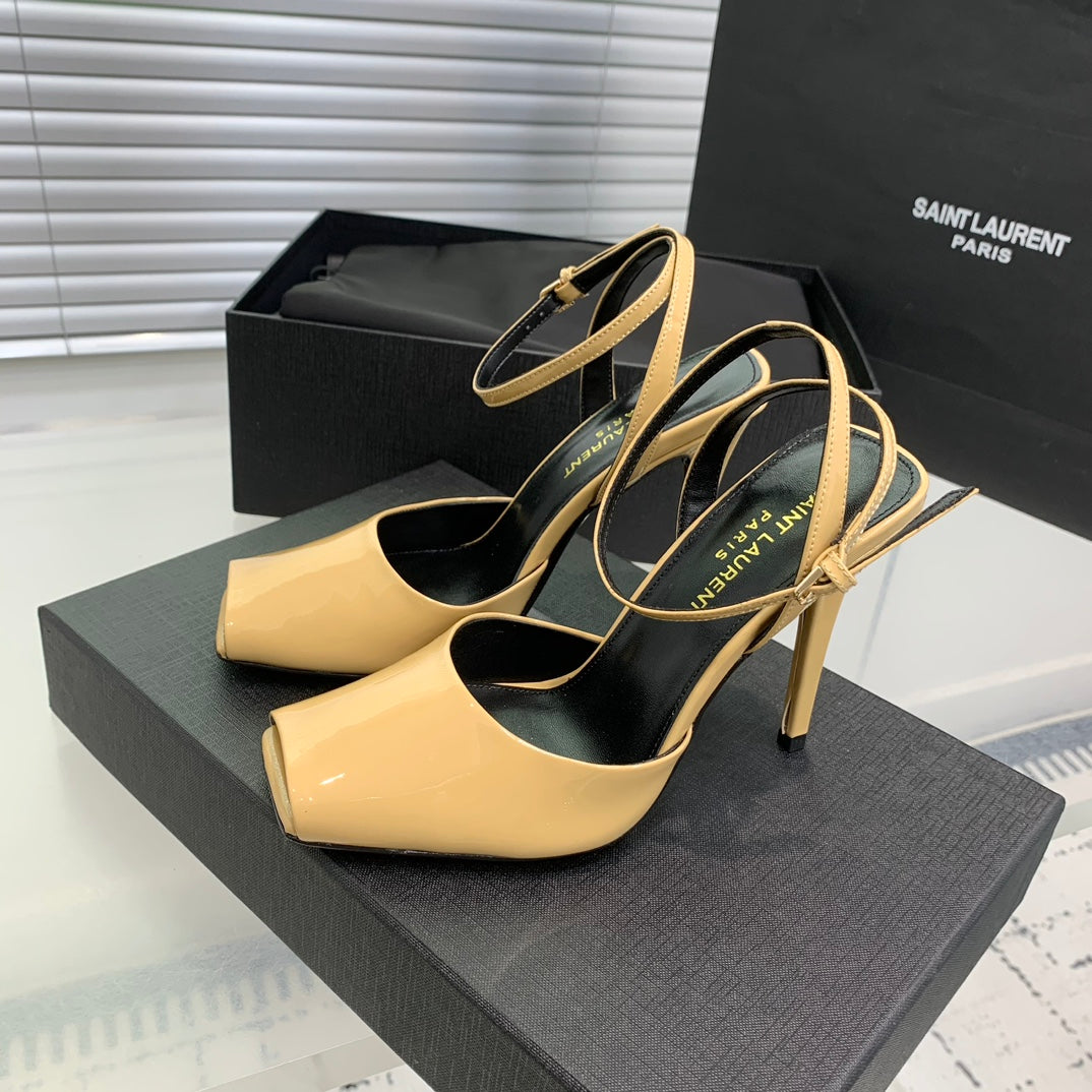 SL FISH MOUTH SANDAL PUMP FLAX POLISHED CALFSKIN - 35