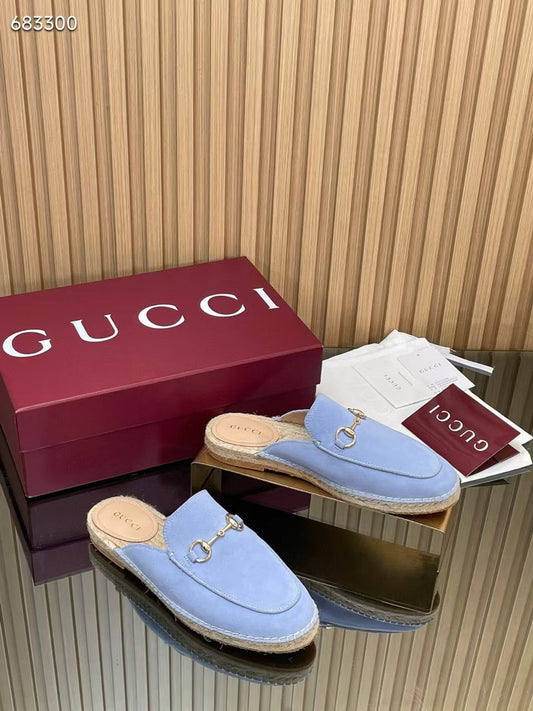 ЛОФЕРИ-МЮЛІ GUCCI 26S ЗІ СВІТЛО-БЛАКИТНОЇ ЗАМШІ