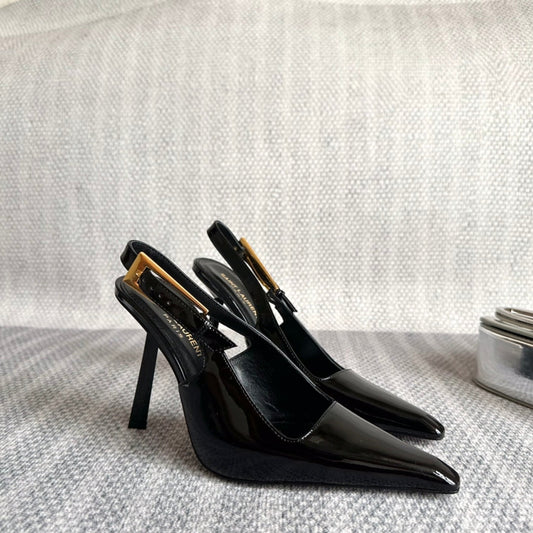 LEE SLINGBACK PUMPS 105 IN BLACK PATENT LEATHER - 35