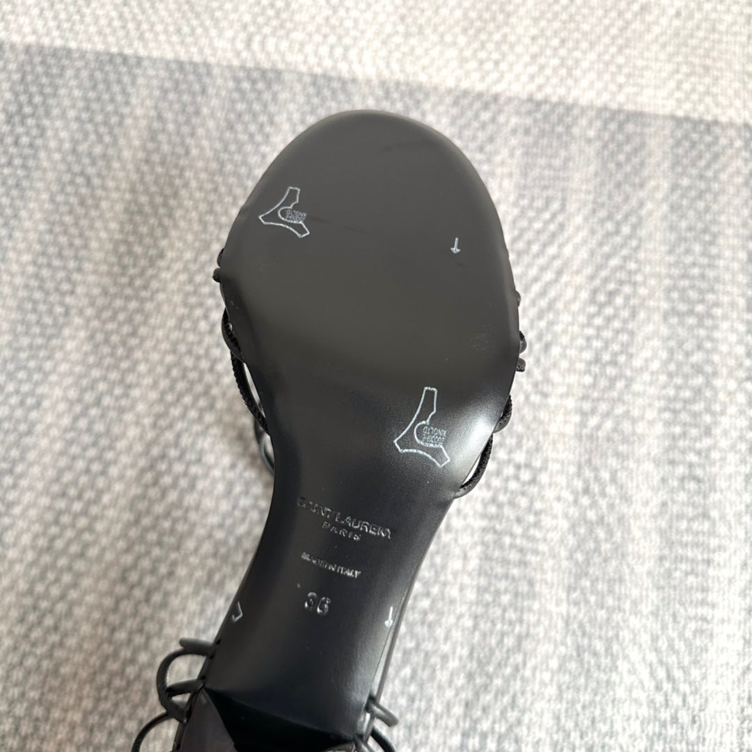 BABYLONE SANDALS 90 IN ALL BLACK LAMBSKIN - 35