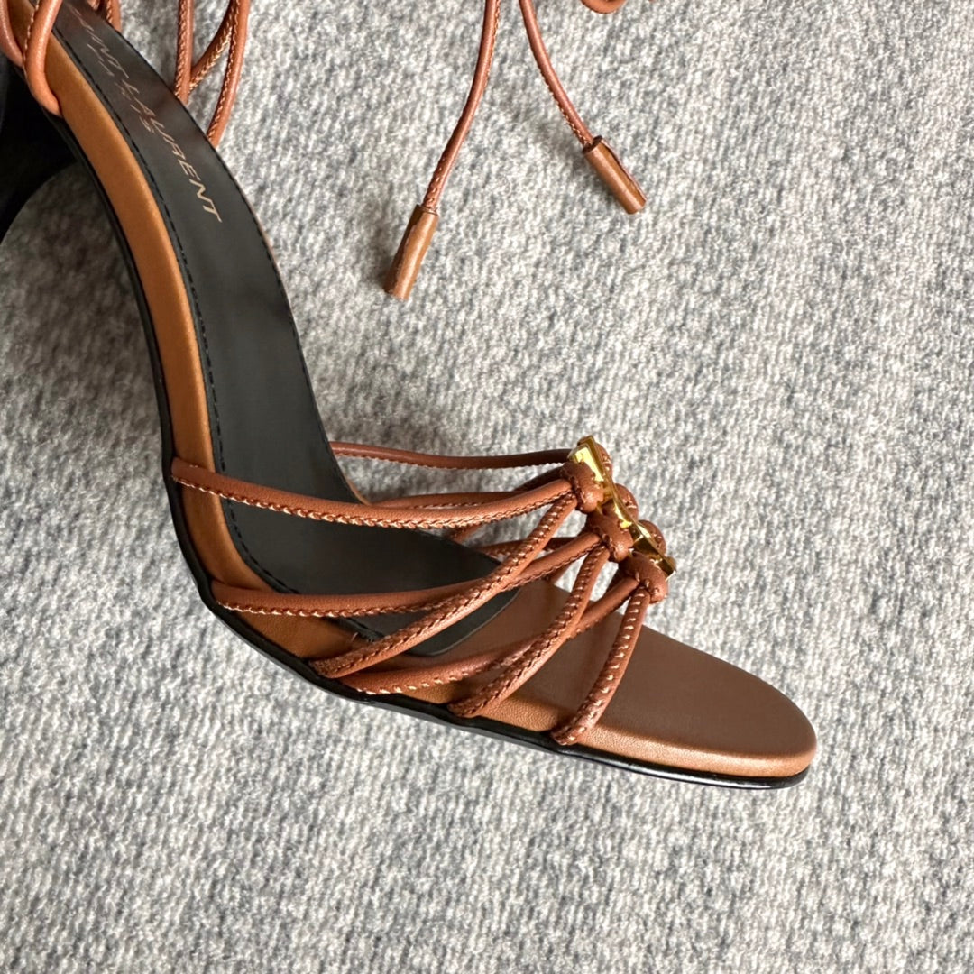 BABYLONE SANDALS 90 IN TAN LAMBSKIN - 35
