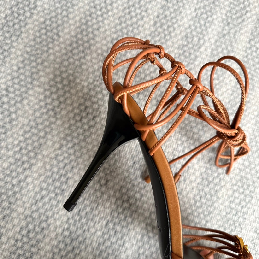 BABYLONE SANDALS 90 IN TAN LAMBSKIN - 35
