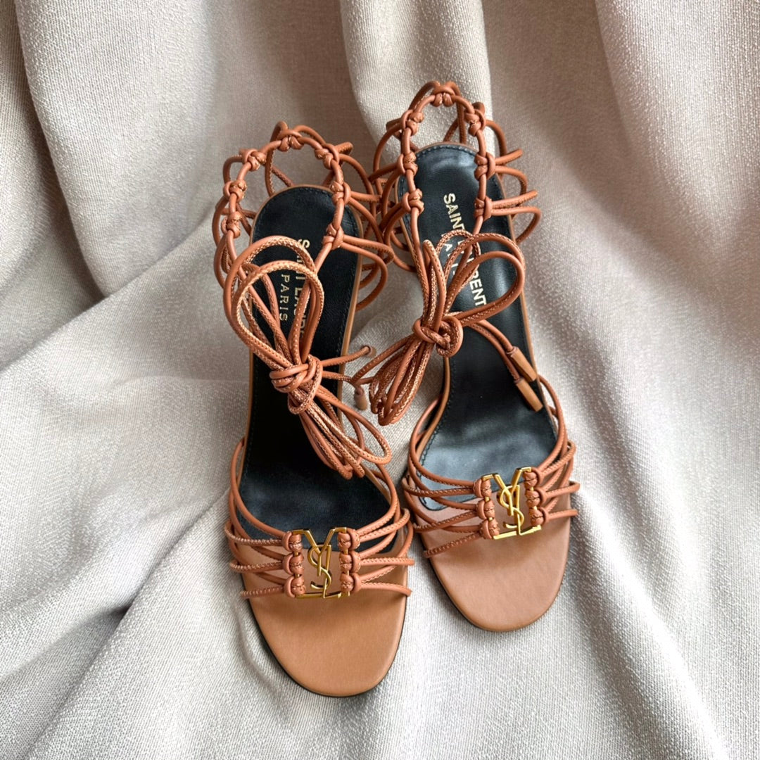 BABYLONE SANDALS 90 IN TAN LAMBSKIN - 35