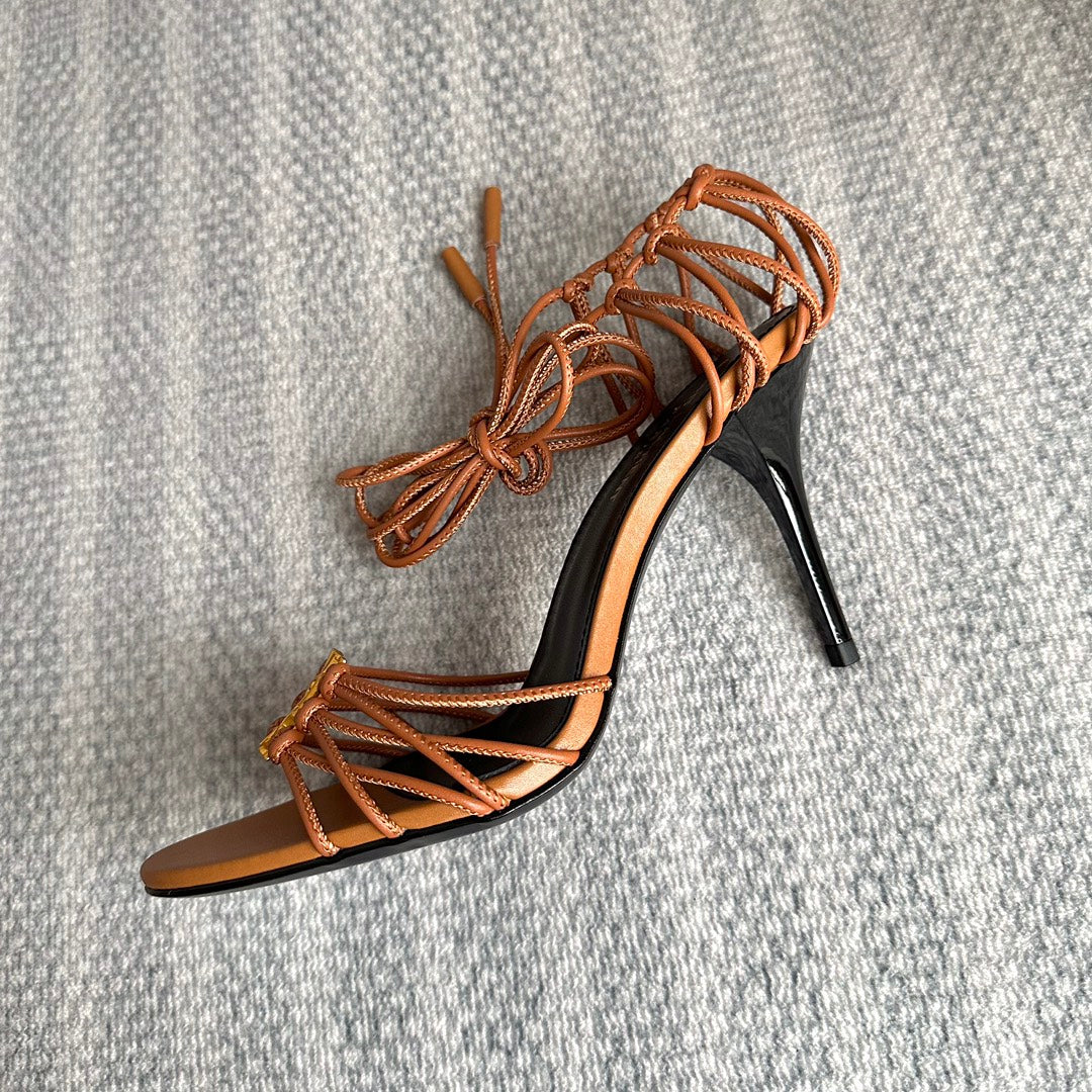 BABYLONE SANDALS 90 IN TAN LAMBSKIN - 35