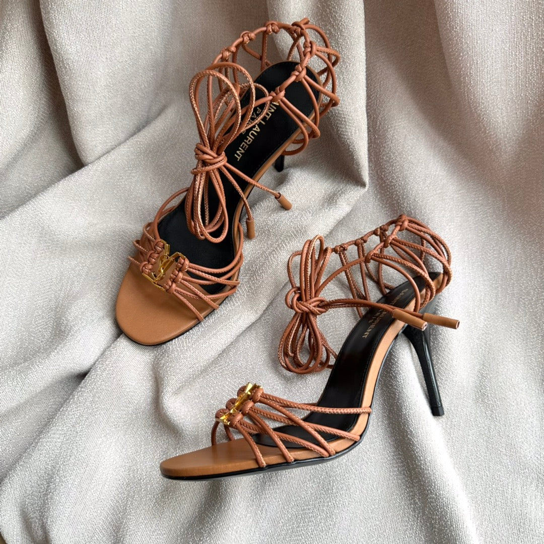 BABYLONE SANDALS 90 IN TAN LAMBSKIN - 35