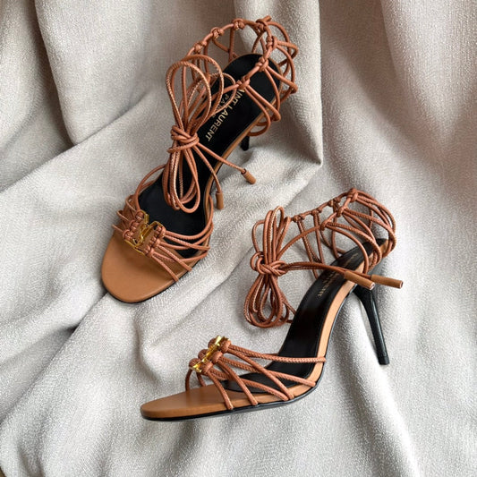 BABYLONE SANDALS 90 IN TAN LAMBSKIN - 35