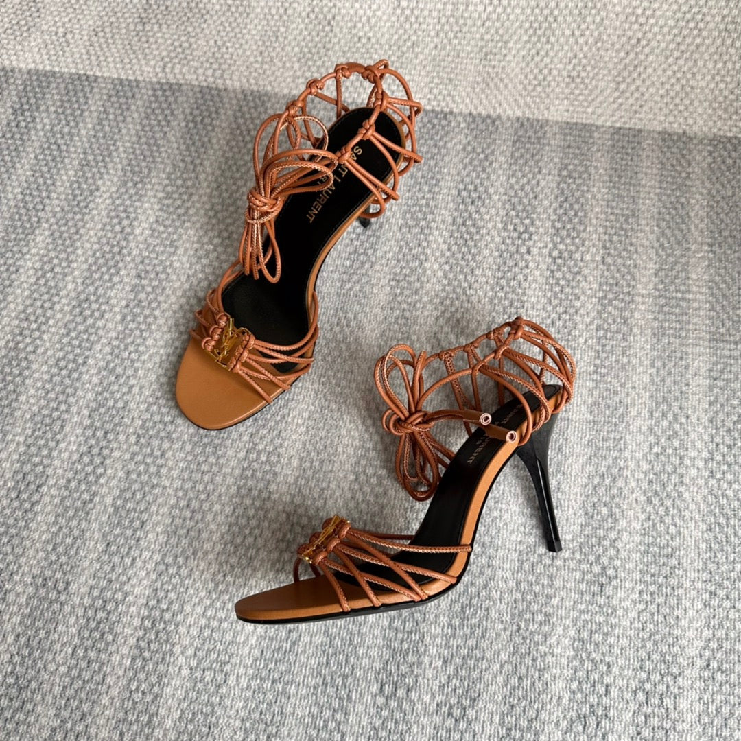 BABYLONE SANDALS 90 IN TAN LAMBSKIN - 35