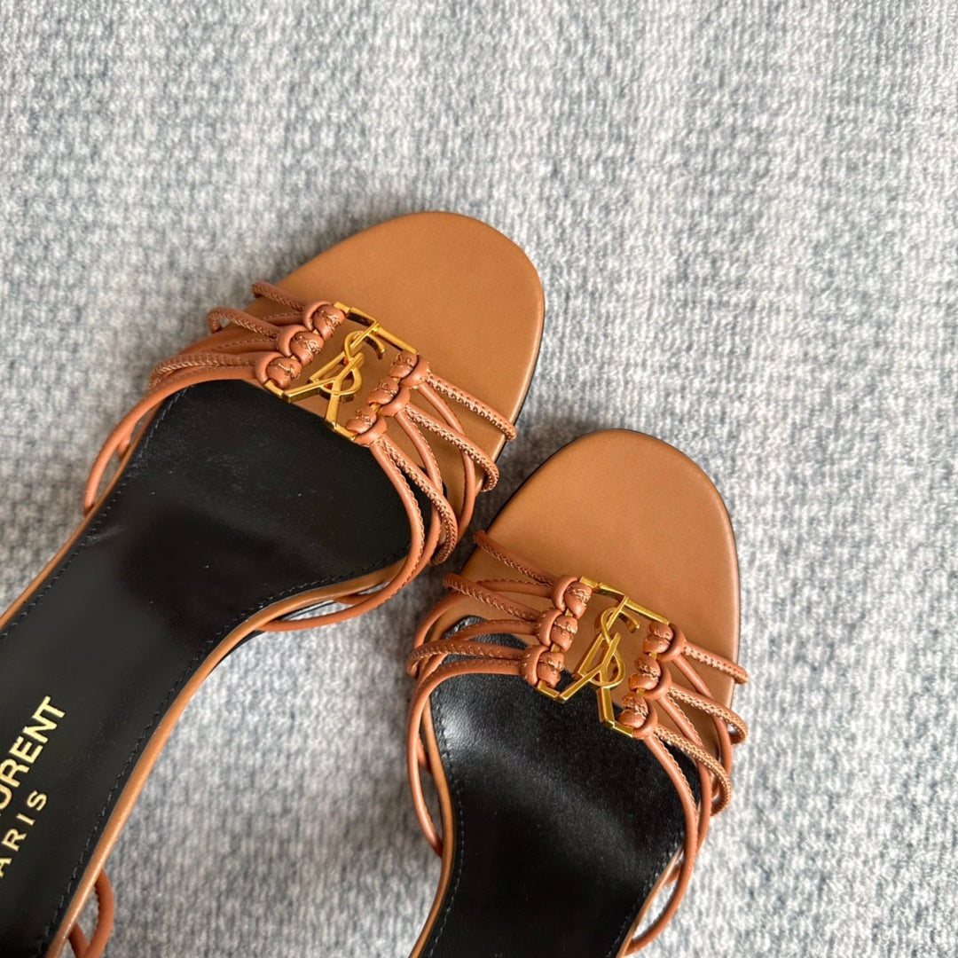 BABYLONE SANDALS 90 IN TAN LAMBSKIN - 35