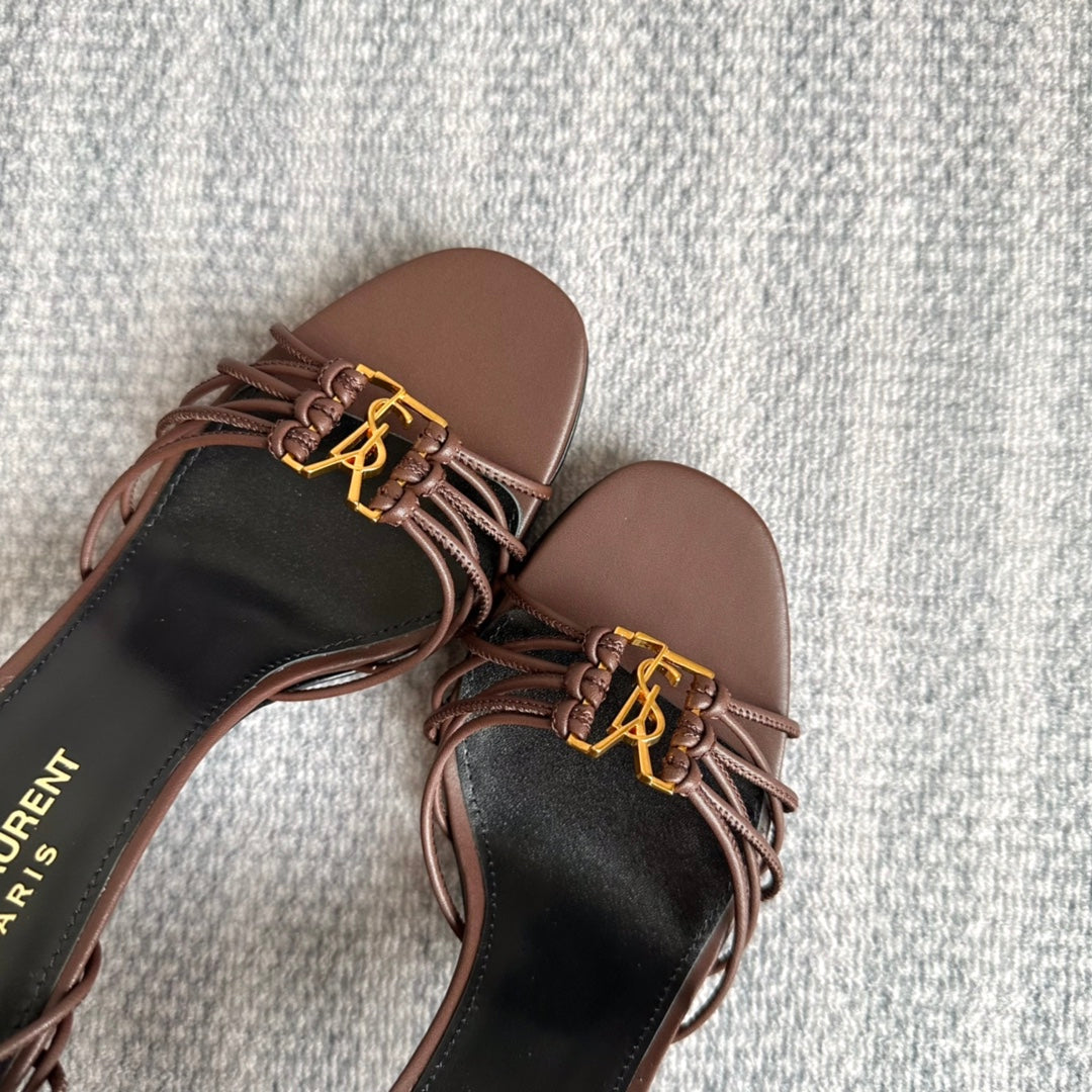 BABYLONE SANDALS 90 IN BLACK BROWN LAMBSKIN - 35