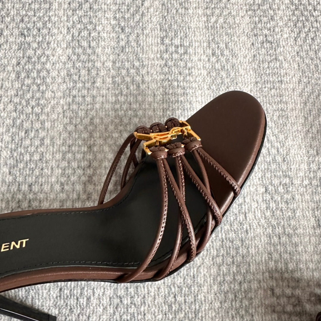 BABYLONE SANDALS 90 IN BLACK BROWN LAMBSKIN - 35