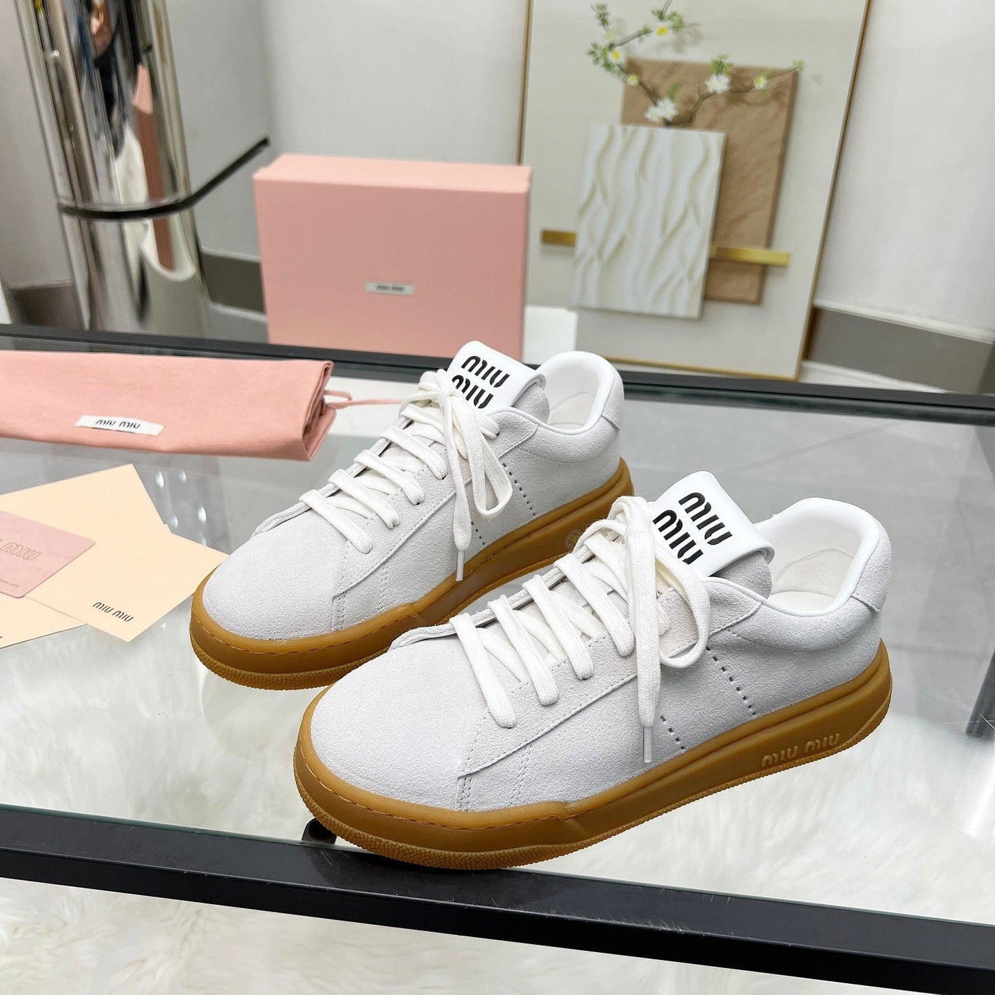 ECRU SNEAKERS IN LIGHT GREY SUEDE - 35