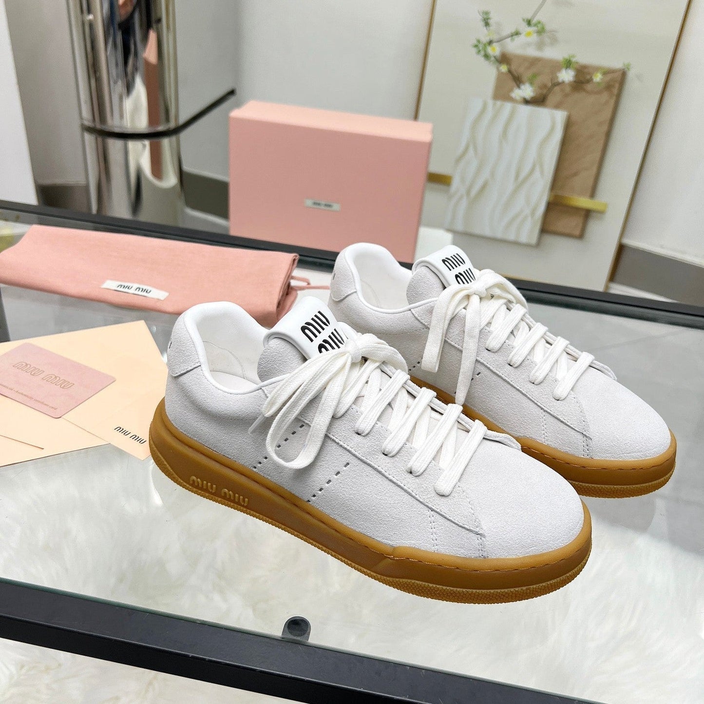 ECRU SNEAKERS IN LIGHT GREY SUEDE - 35