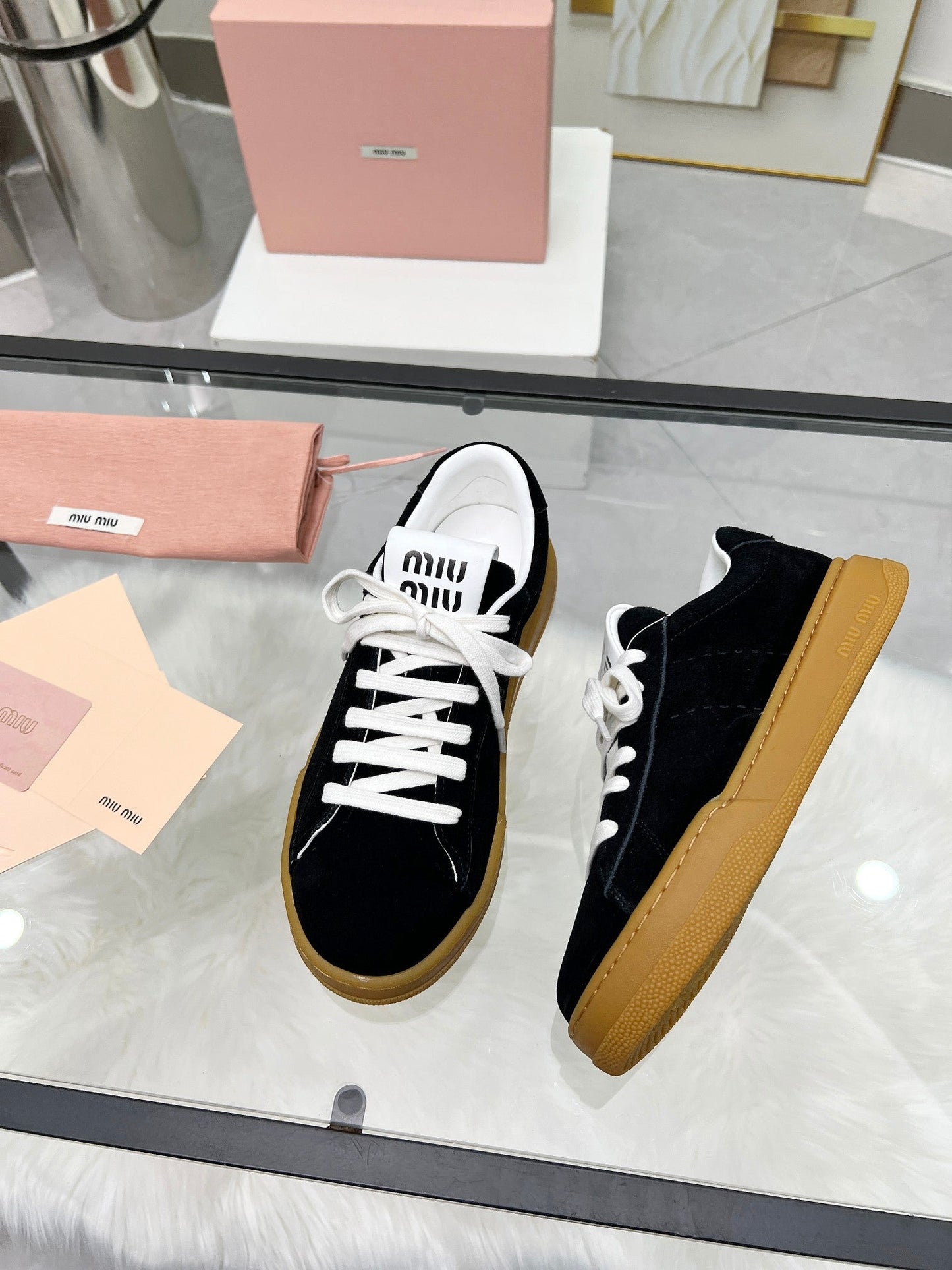 ECRU SNEAKERS IN BLACK SUEDE - 35