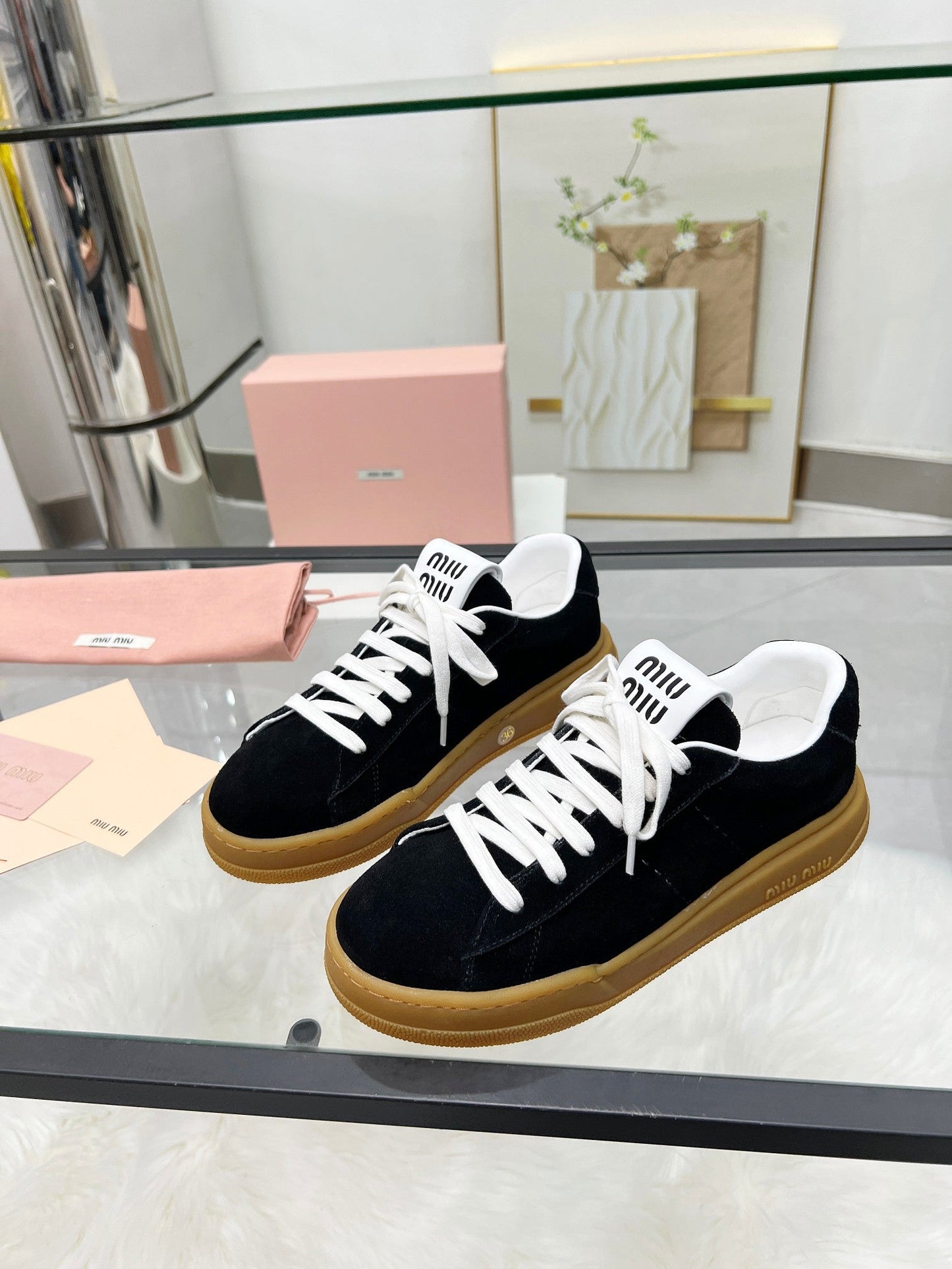 ECRU SNEAKERS IN BLACK SUEDE - 35