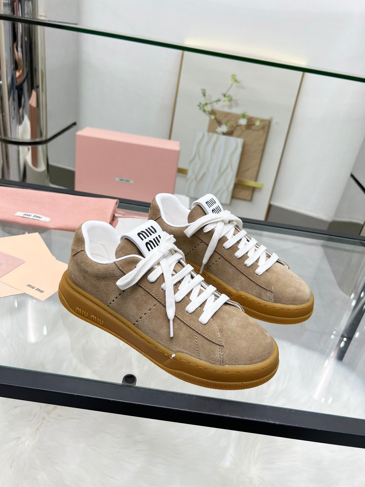 ECRU SNEAKERS IN BROWN BLEACHED SUEDE - 35