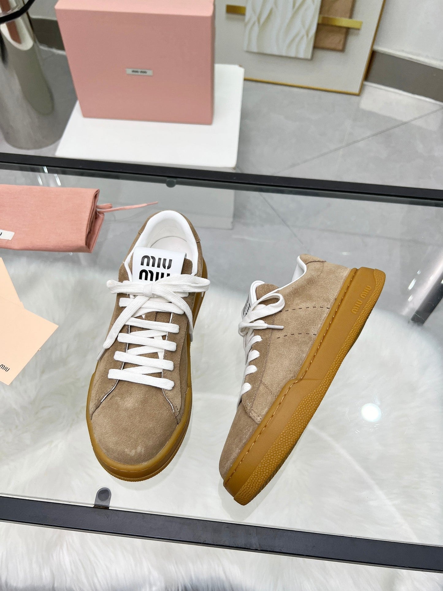 ECRU SNEAKERS IN BROWN BLEACHED SUEDE - 35