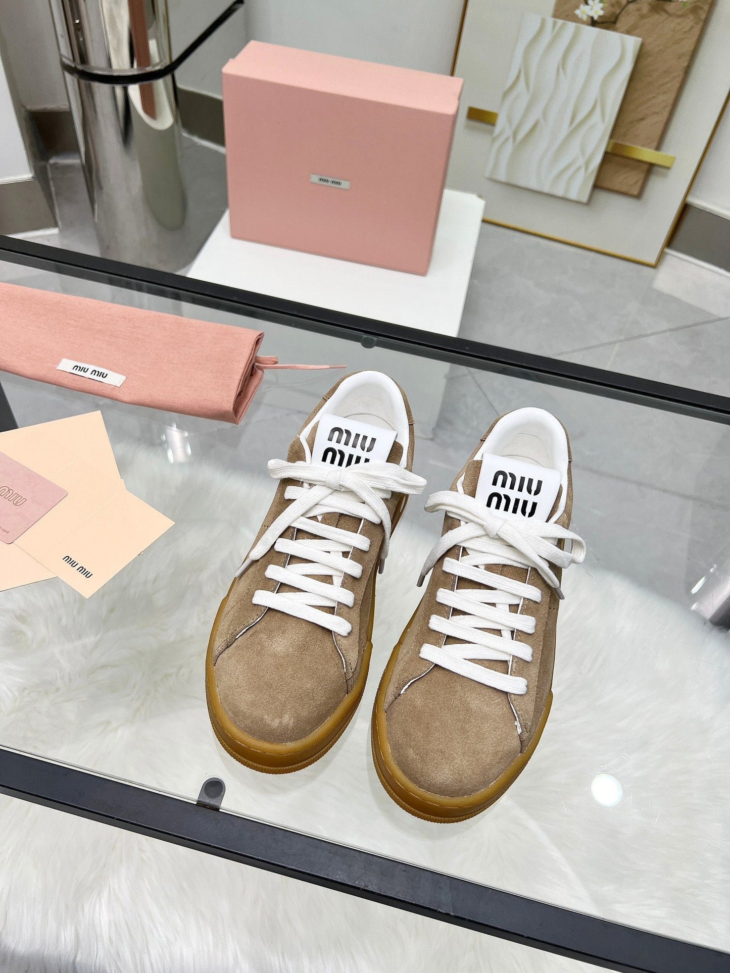 ECRU SNEAKERS IN BROWN BLEACHED SUEDE - 35