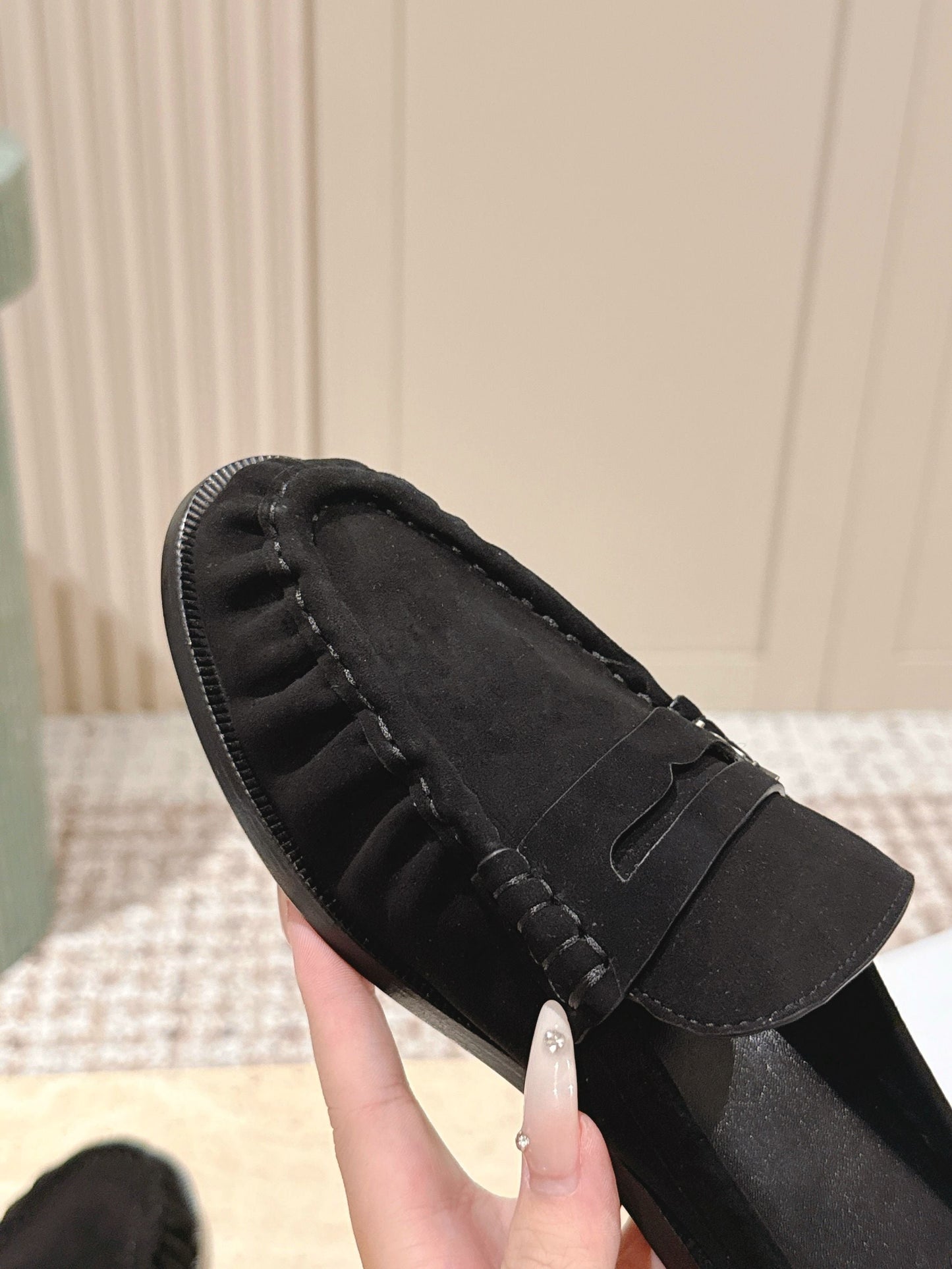 YSL 25S LOAFER MULE IN BLACK SUEDE - 35
