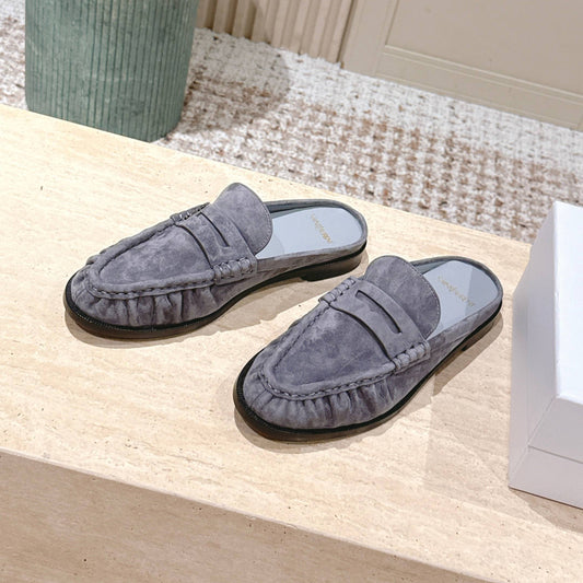 YSL 25S LOAFER MULE IN GRAY SUEDE - 35
