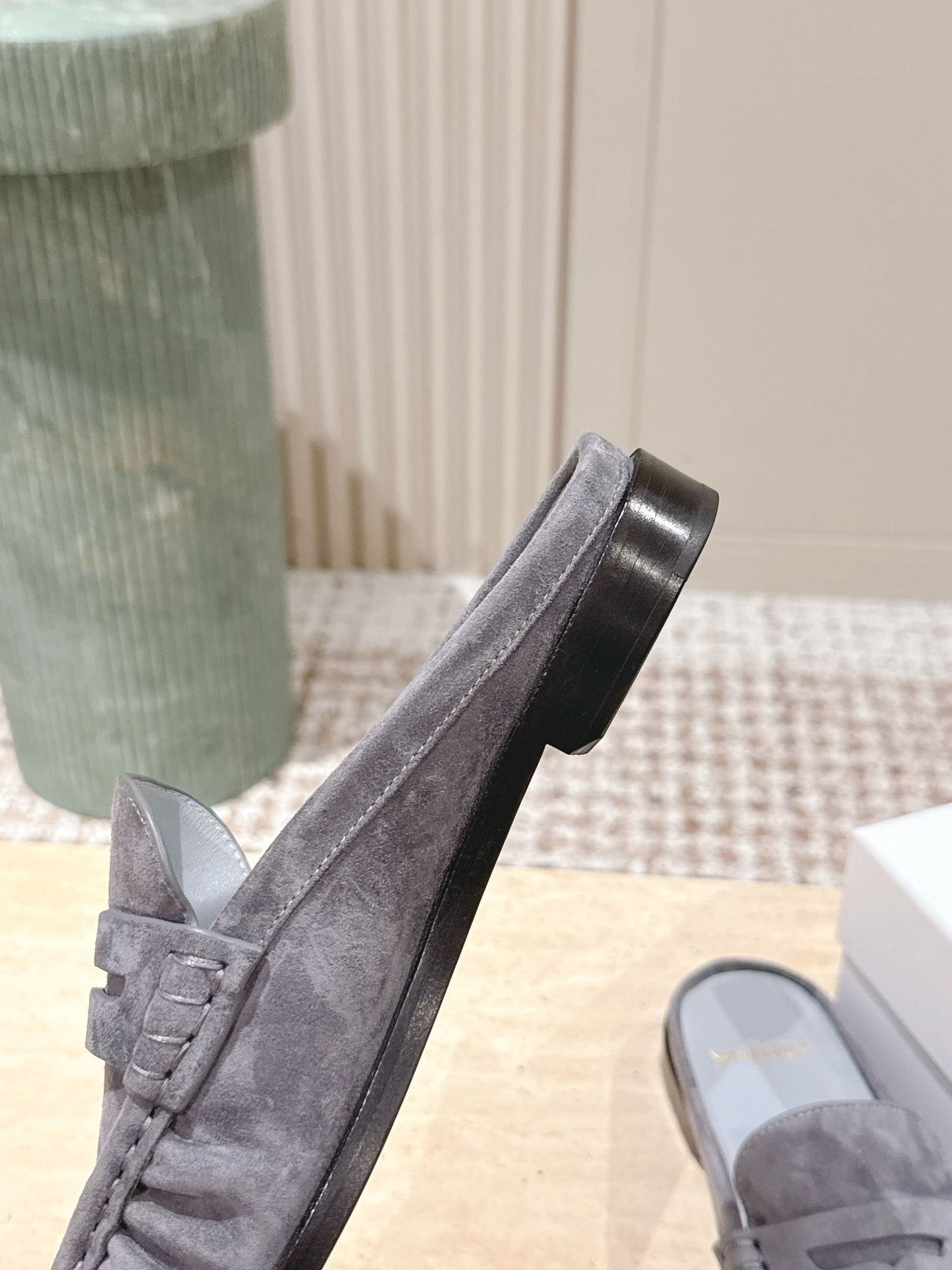 YSL 25S LOAFER MULE IN GRAY SUEDE - 35