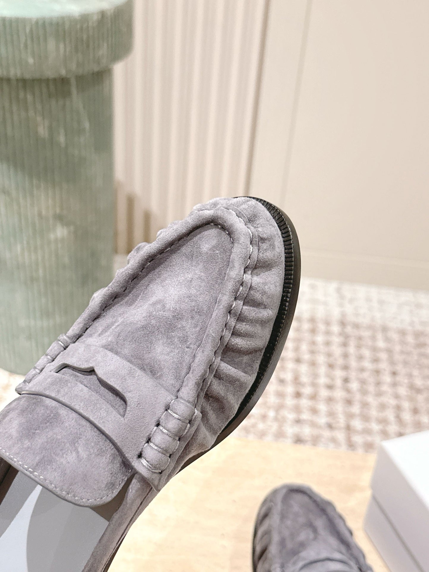 YSL 25S LOAFER MULE IN GRAY SUEDE - 35