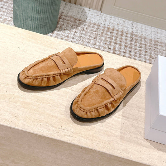 YSL 25S LOAFER MULE IN CARAMEL SUEDE - 35