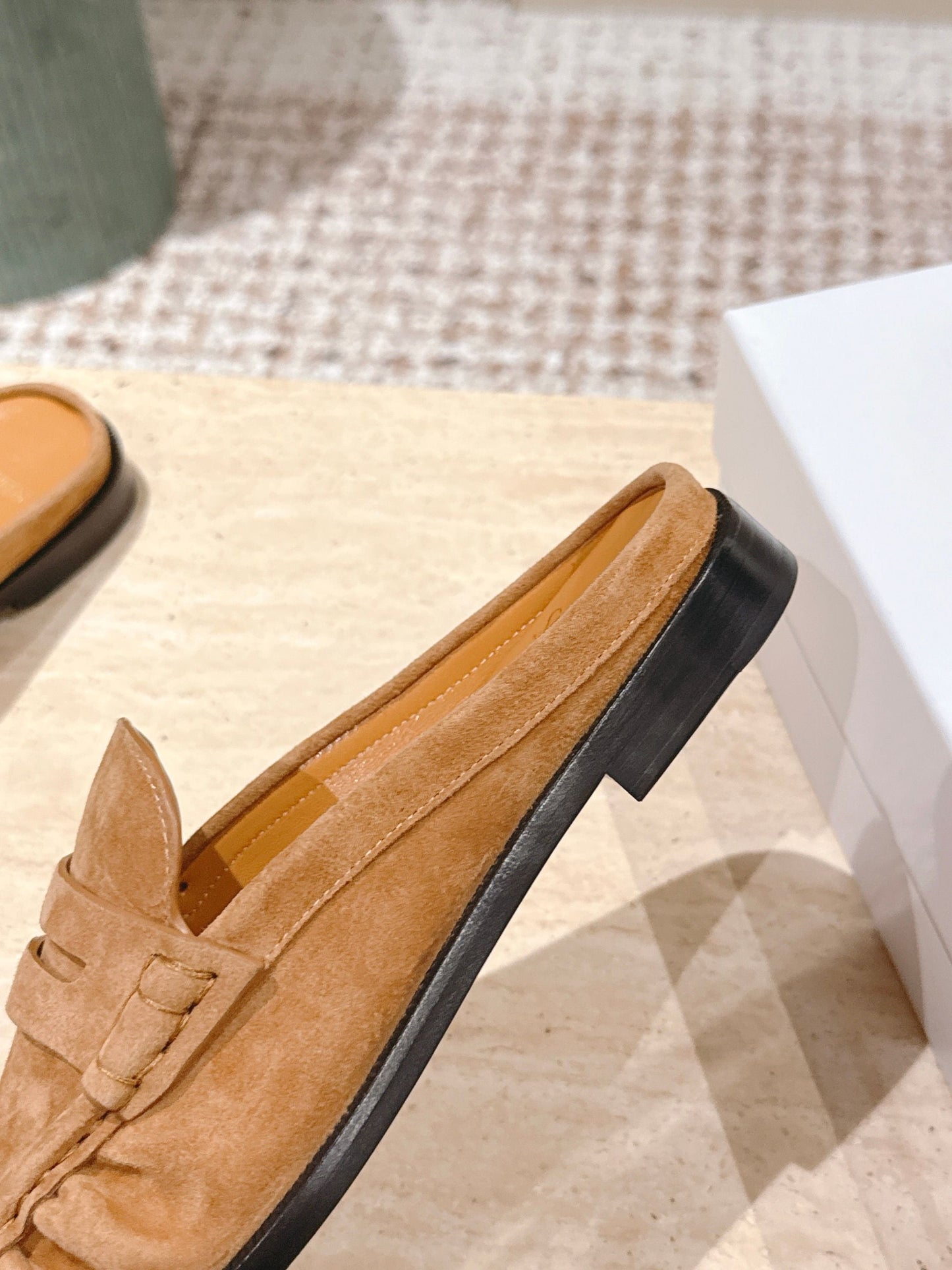 YSL 25S LOAFER MULE IN CARAMEL SUEDE - 35