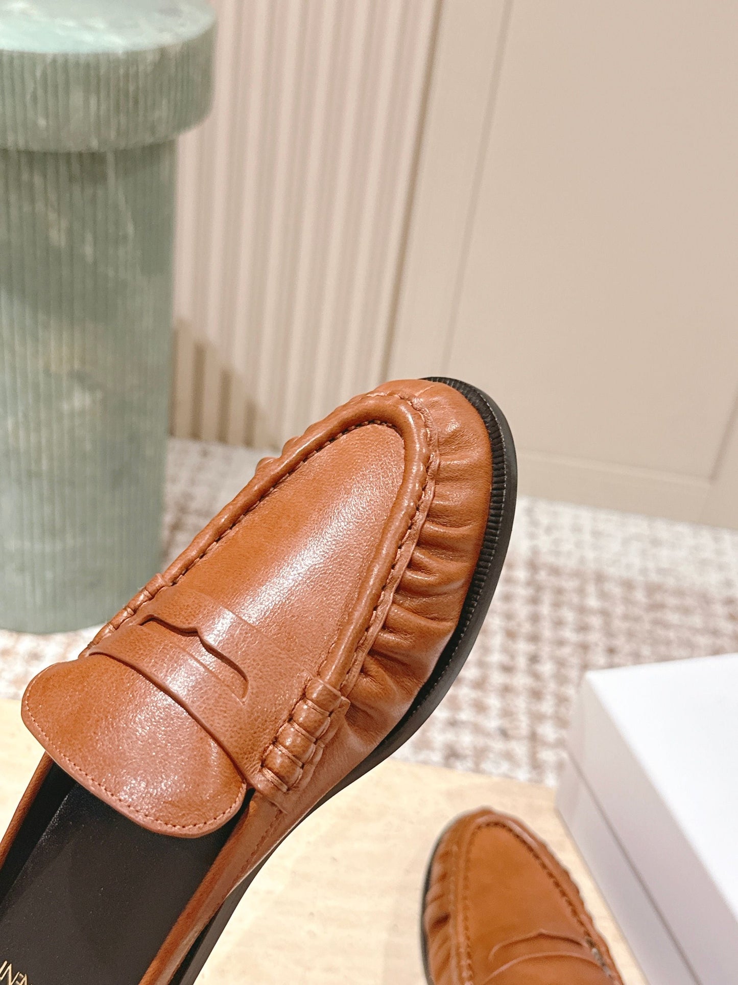 YSL 25S LOAFER MULE IN BURNT ORANGE CALFSKIN - 35