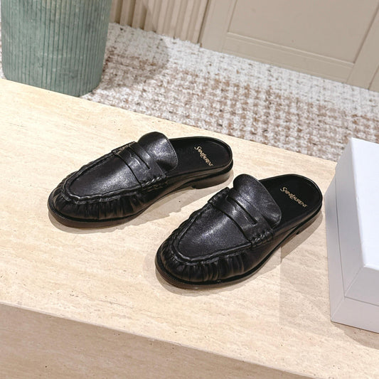 YSL 25S LOAFER MULE IN BLACK CALFSKIN - 35