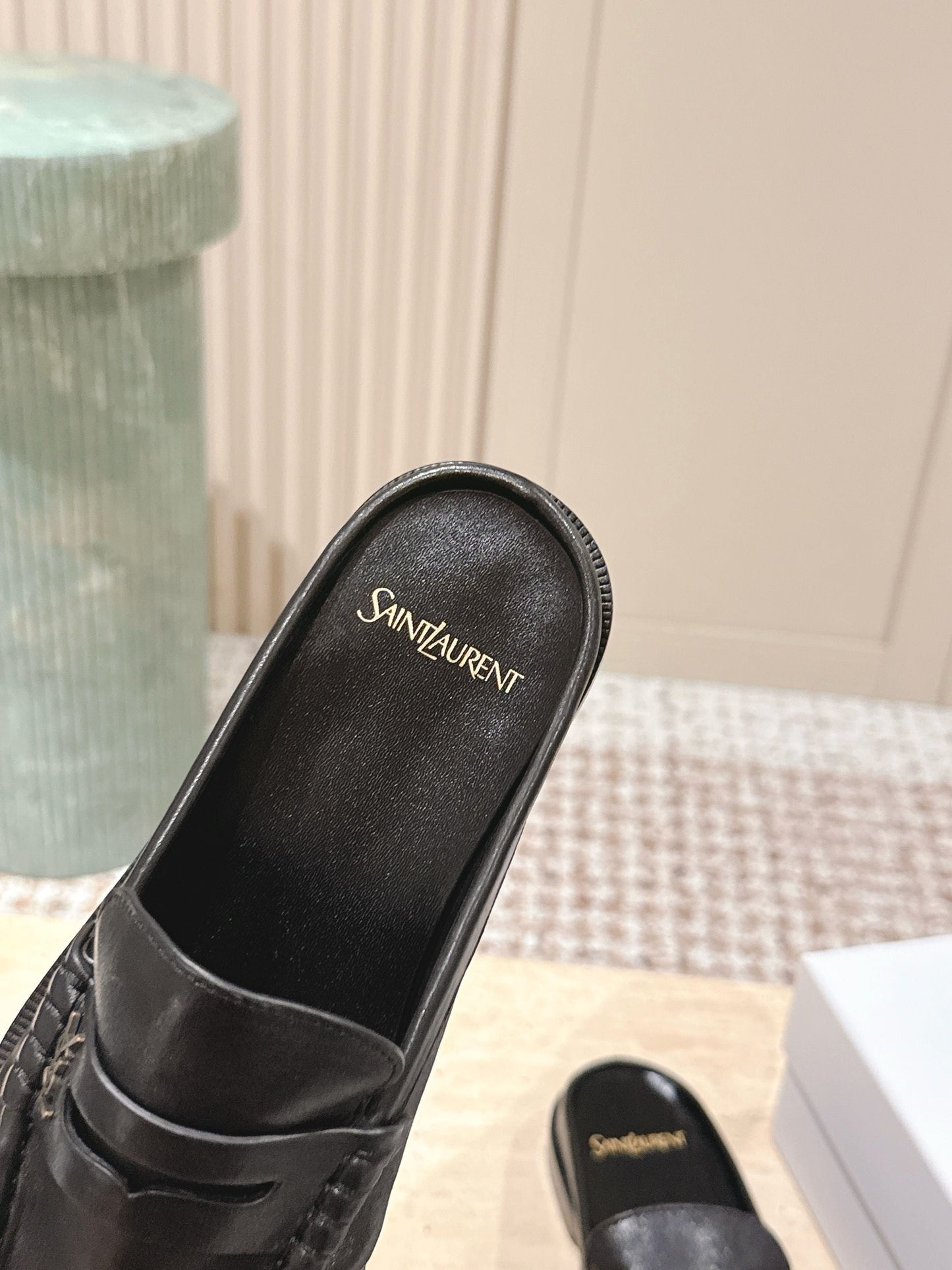 YSL 25S LOAFER MULE IN BLACK CALFSKIN - 35