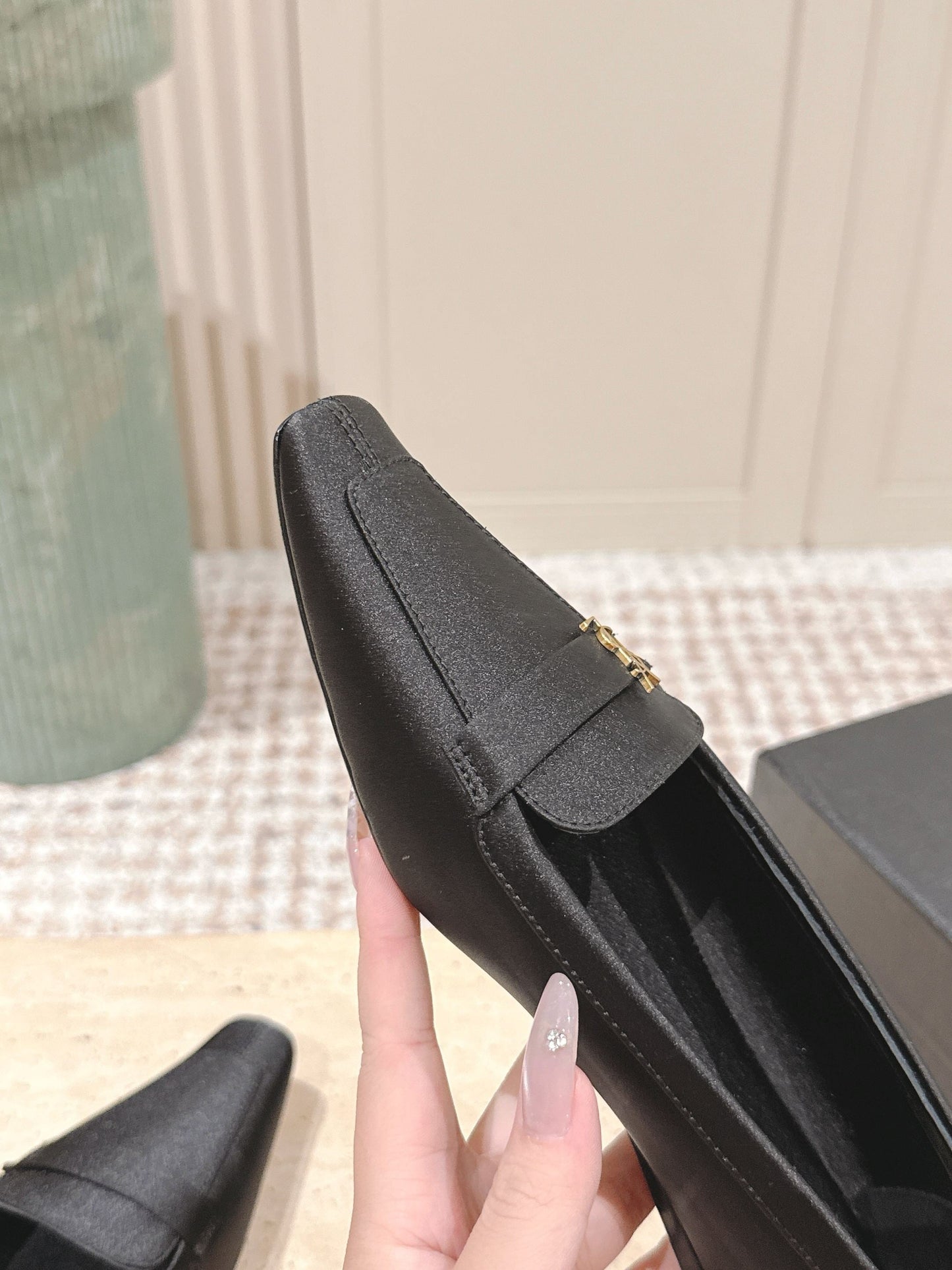 YSL 25S SAINT LAURENT POPPY BALLET FLATS IN BLACK SILK - 35