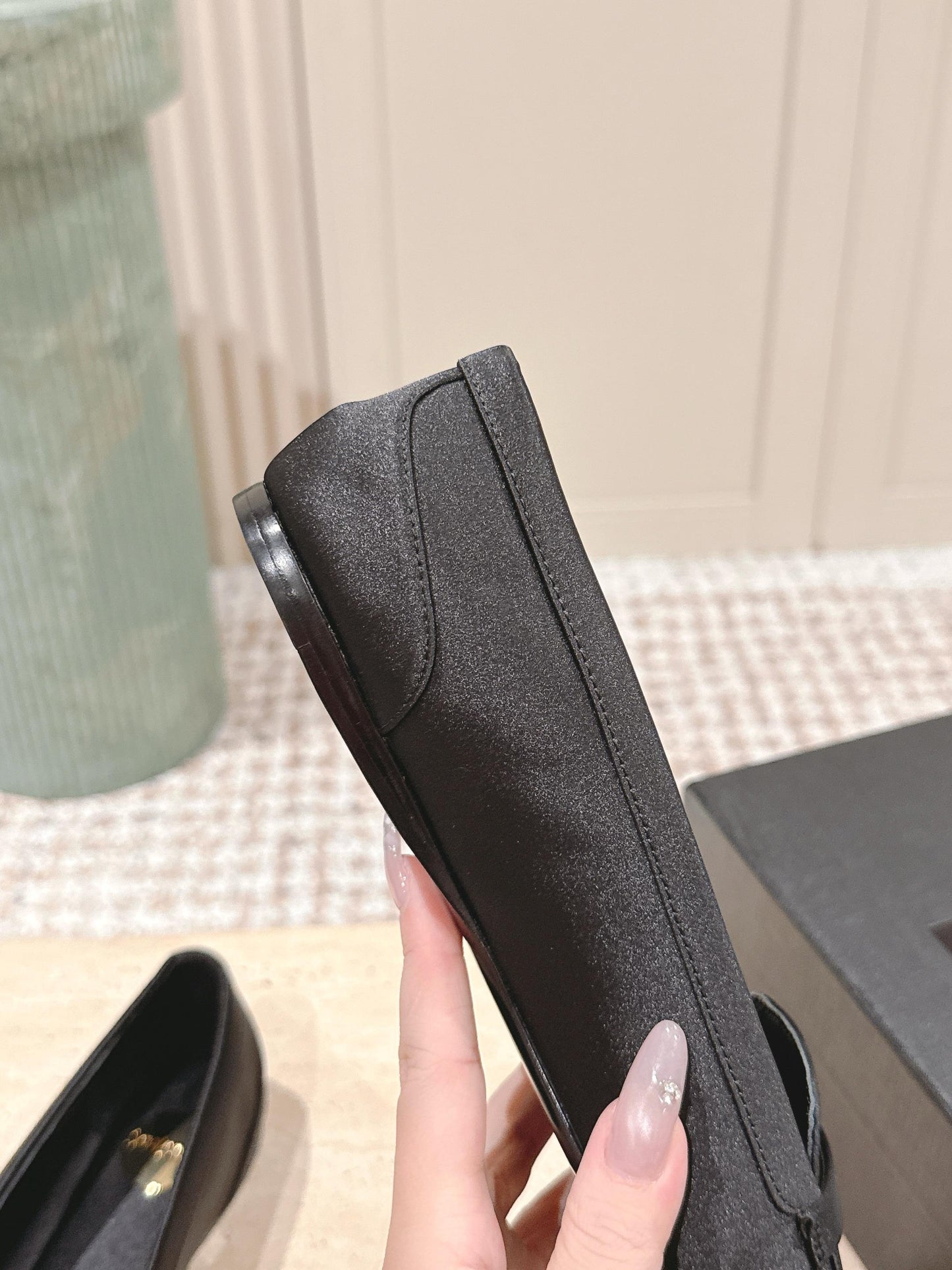 YSL 25S SAINT LAURENT POPPY BALLET FLATS IN BLACK SILK - 35